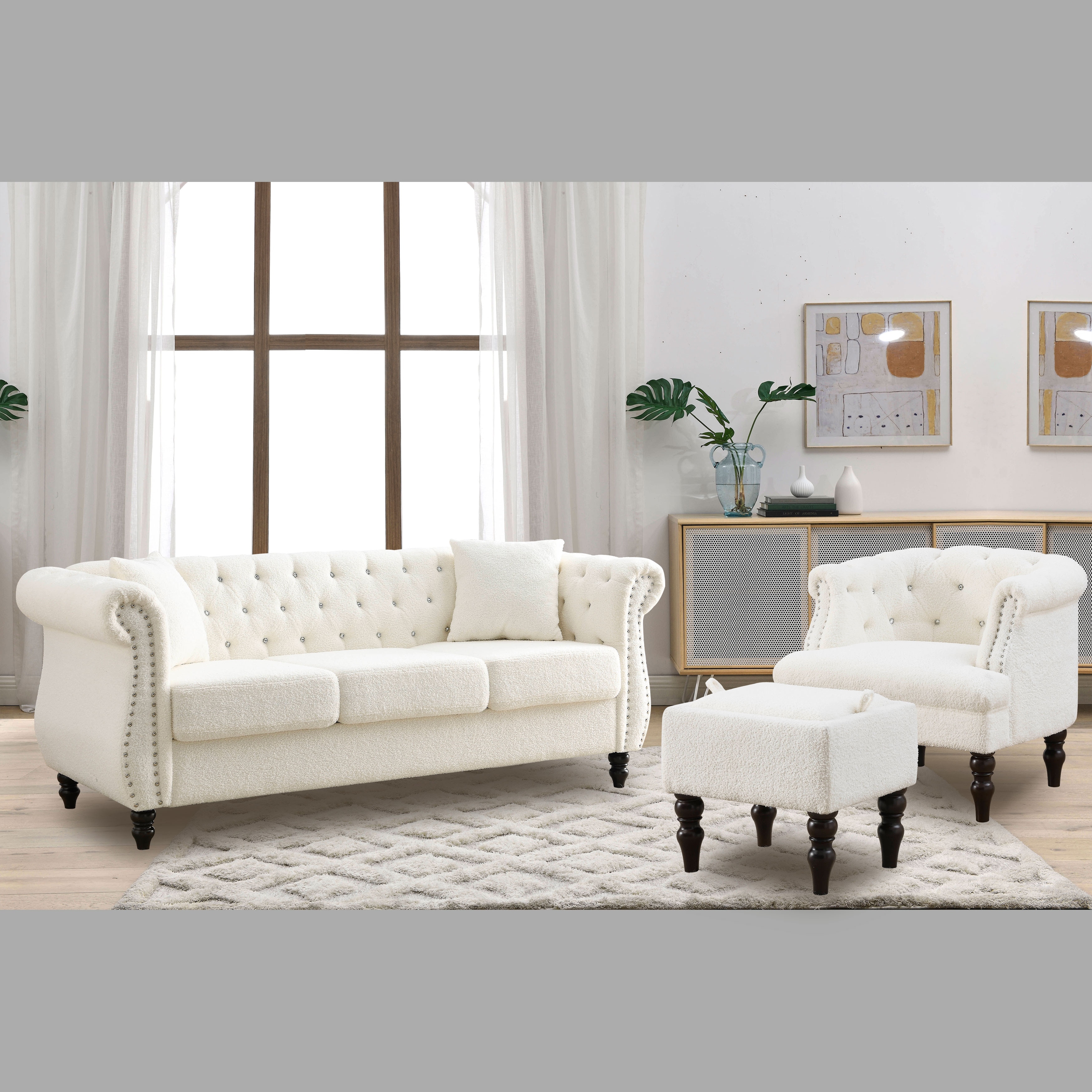 White sales chesterfield chair